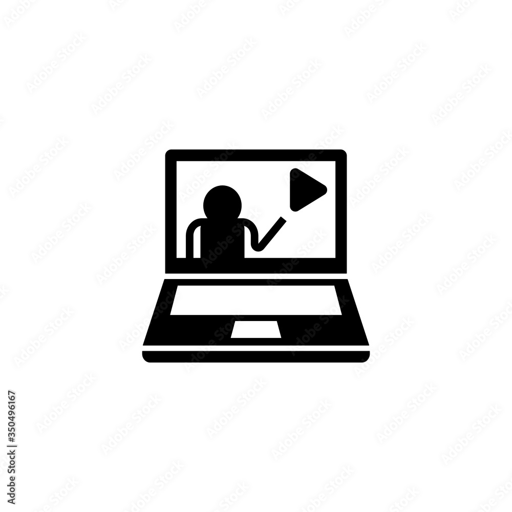Educational video vector icon in black solid flat design icon isolated on white background Educational video vector icon in black solid flat design icon isolated on white background