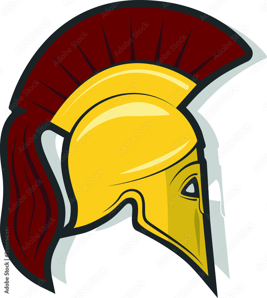 Illustration of side on Spartan helmet or Trojan helmet also called a ...