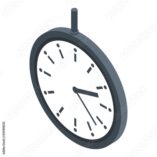 Subway station clock icon. Isometric of subway station clock vector icon for web design isolated on white background