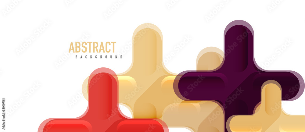 Obraz premium Glossy multicolored plastic style cross composition, x shape design, techno geometric modern abstract background. Trendy abstract layout template