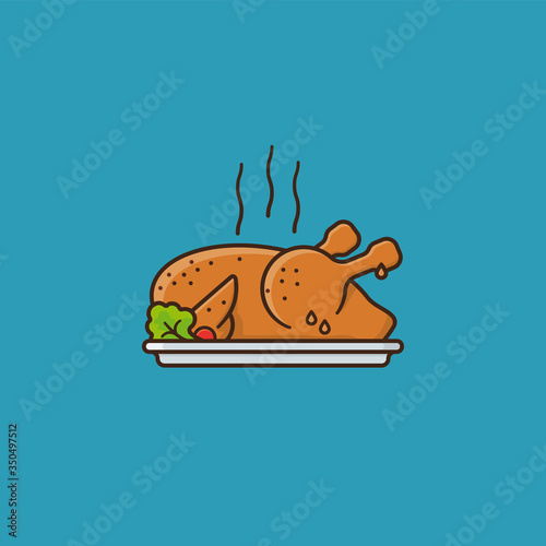 Grilled chicken on a platter vector illustration for Rotisserie Chicken Day on June 2nd