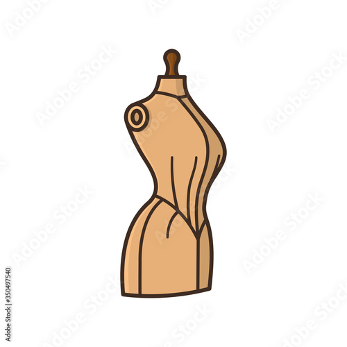 Vintage tailors mannequin isolated vector illustration for Tailors Day on June 4th