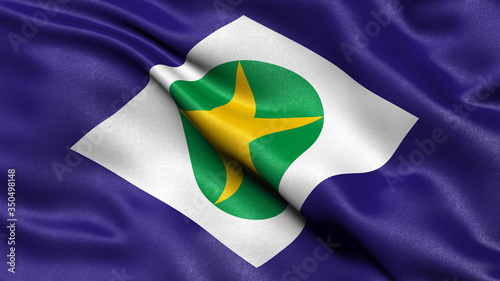 3D illustration of the Brazilian state flag of Mato Grosso waving in the wind.