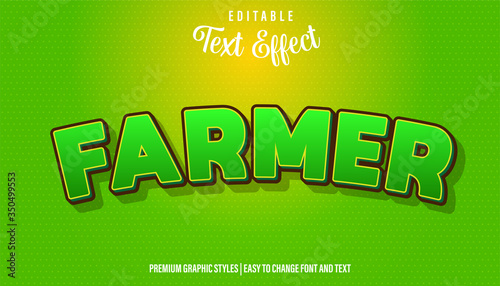 Farmer, Cartoon Style Editable Text Effect