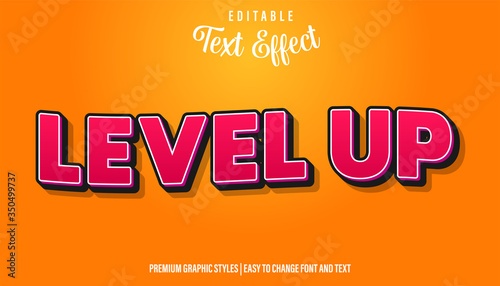 Level Up, Pinky Cartoon Style Editable Text Effect