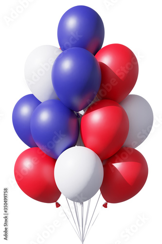 4th july patriotic balloons in traditional colors on white.