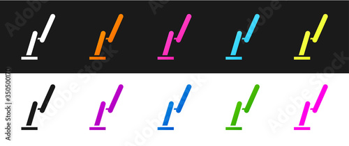 Set Windscreen wiper icon isolated on black and white background. Vector