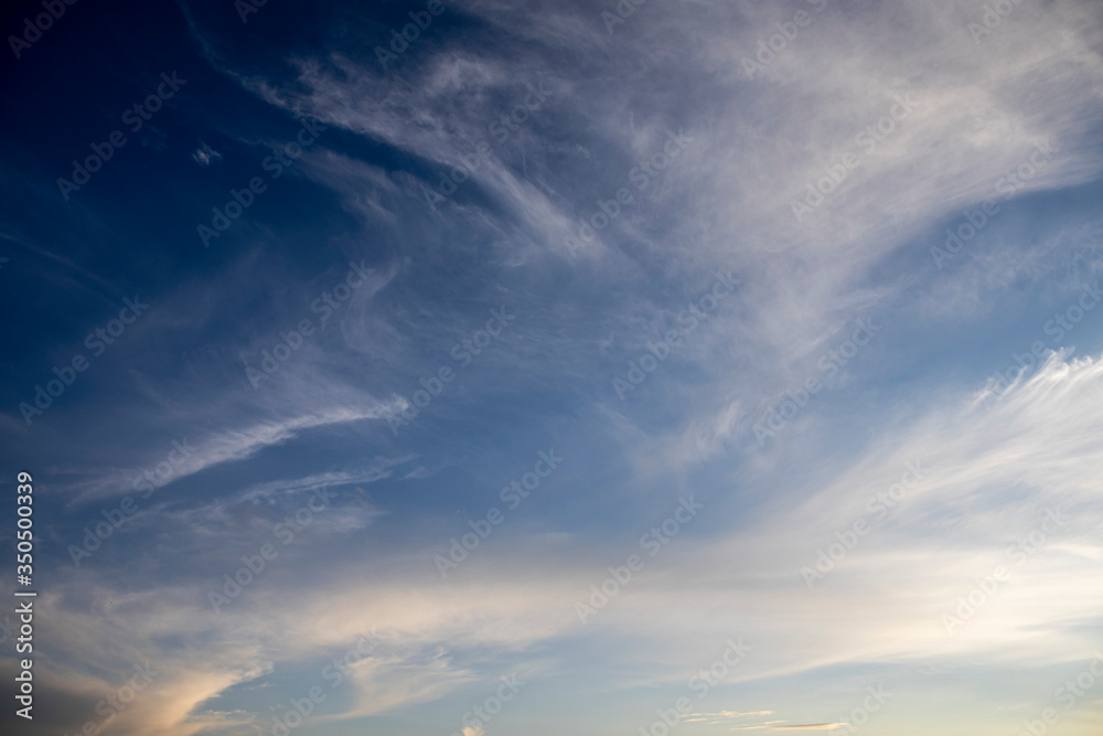 Background and texture of feather clouds on a blue sky.