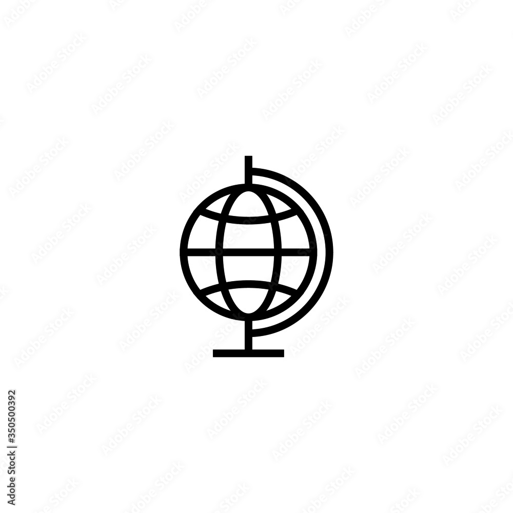 Fotografie World map vector icon in linear, outline icon isolated on white background