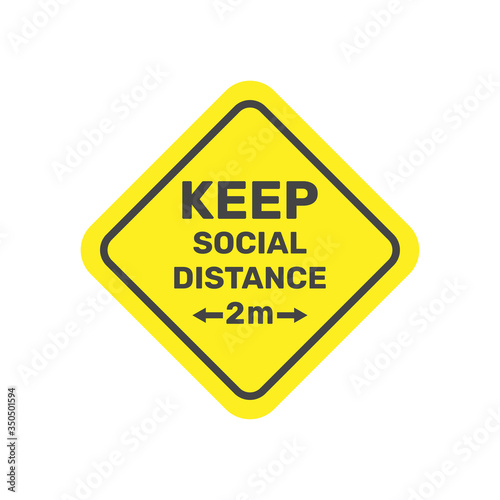 Social Distancing. Keep safe distance 2 metres icon. Warning Sign. Vector Image. EPS 10.