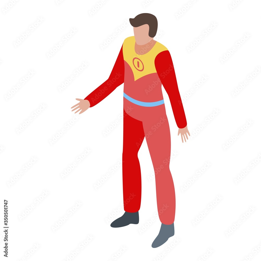 Red mascot superhero icon. Isometric of red mascot superhero vector icon for web design isolated on white background Red mascot superhero icon. Isometric of red mascot superhero vector icon for web design isolated on white background