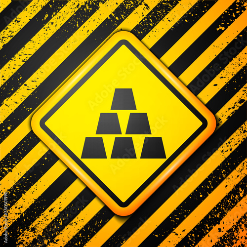Black Gold bars icon isolated on yellow background. Banking business concept. Warning sign. Vector