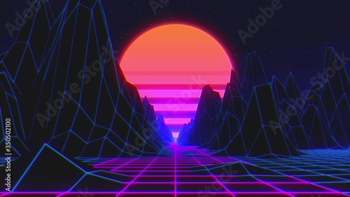 Loopable seamless retro synthwave space drive animation photo