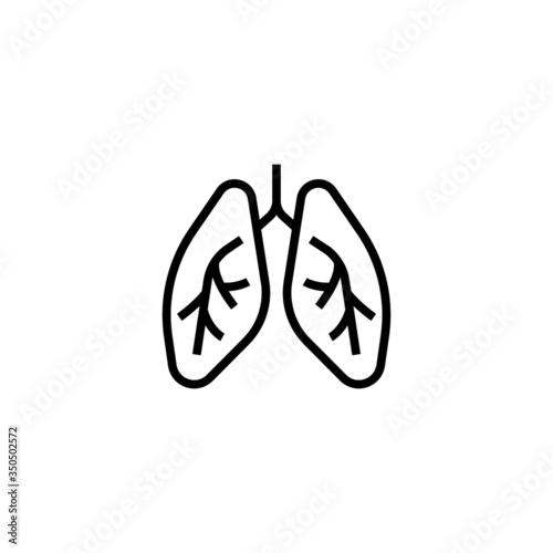 Respiratory system icon vector in linear, outline icon isolated on white background