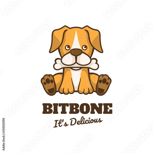 Vector Logo Illustration Bit Bone Mascot Cartoon Style.