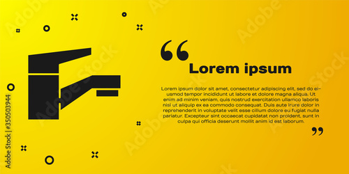 Black Water tap icon isolated on yellow background. Vector