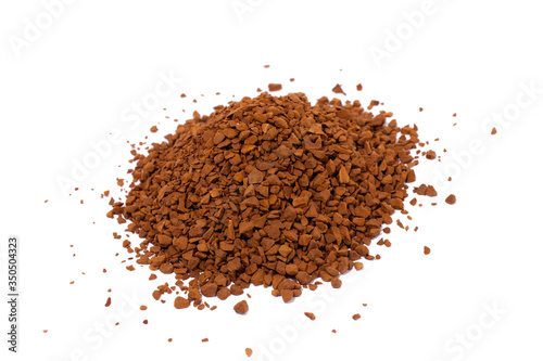 small pile of ground coffee Isolated on a white background.