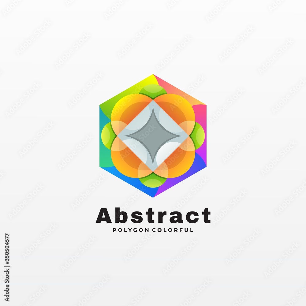 Vector Logo Illustration Tunny Fish Abstract Colorful Style.