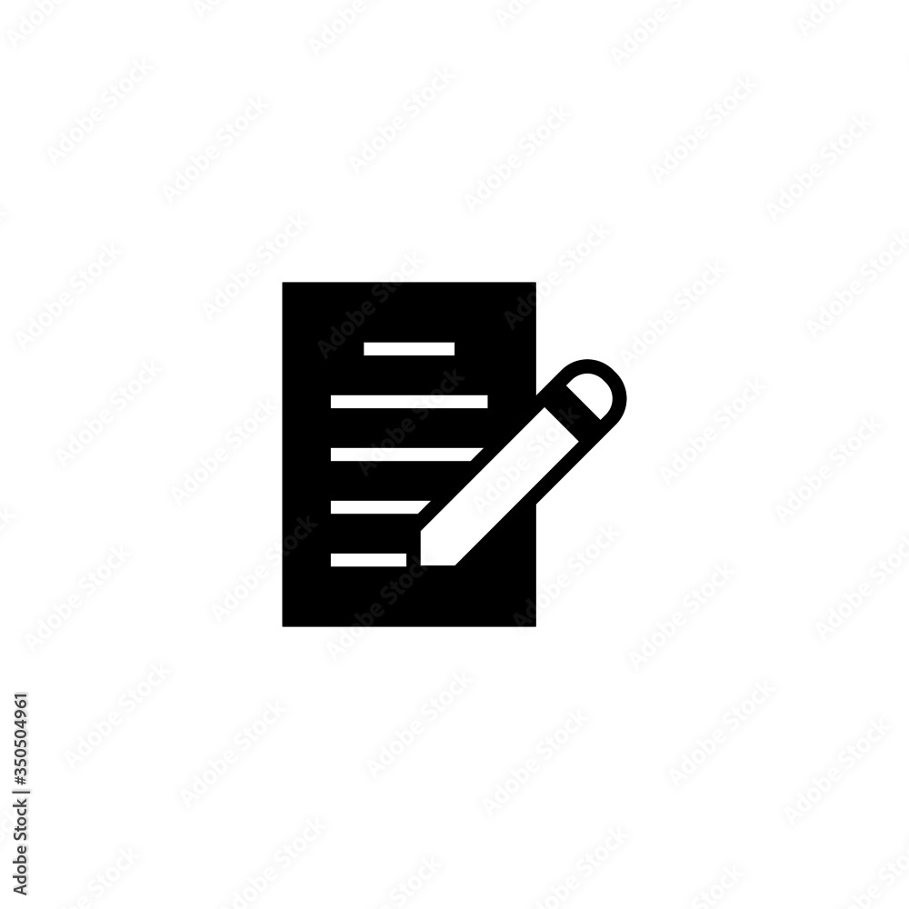 Writing vector icon in black solid flat design icon isolated on white background Writing vector icon in black solid flat design icon isolated on white background