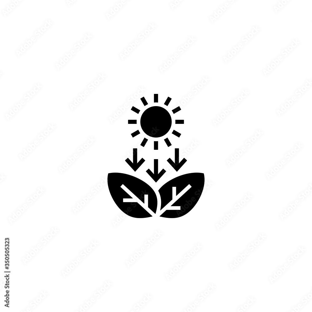 Photosynthesis vector icon in black solid flat design icon isolated on white background Photosynthesis vector icon in black solid flat design icon isolated on white background