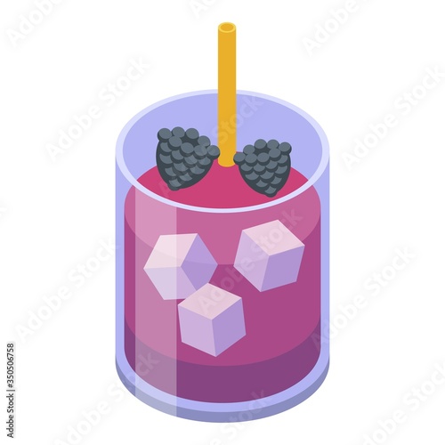 Berry cocktail icon. Isometric of berry cocktail vector icon for web design isolated on white background