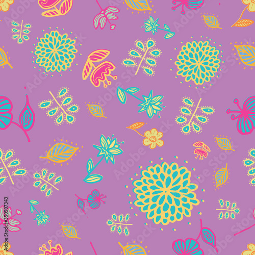 folklore flowers seamless pattern