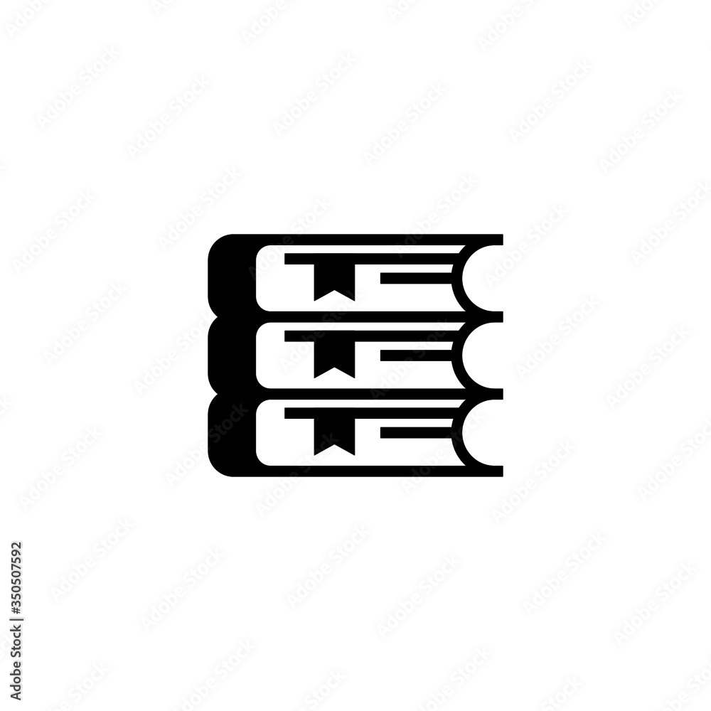 Fotografie Stack of books vector icon in black solid flat design icon isolated on white bac