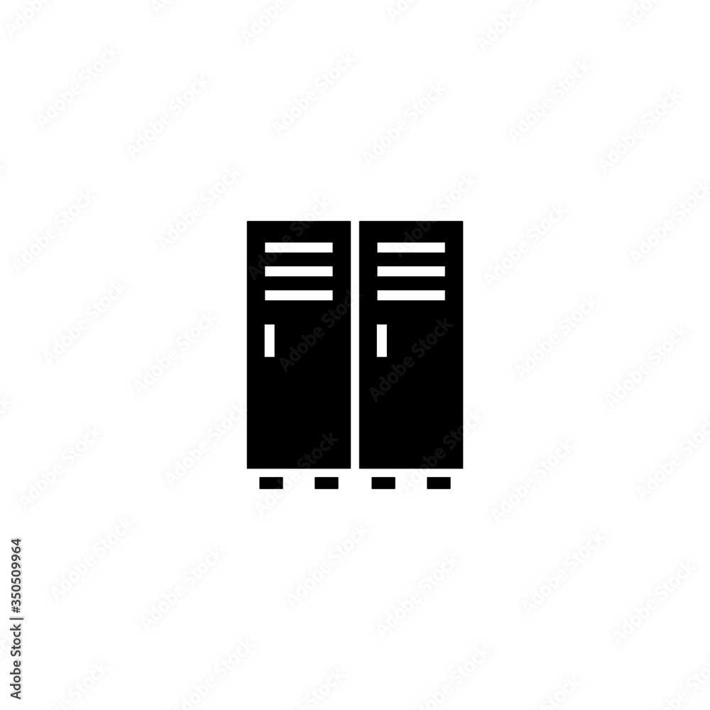Lockers vector icon in black solid flat design icon isolated on white background Lockers vector icon in black solid flat design icon isolated on white background
