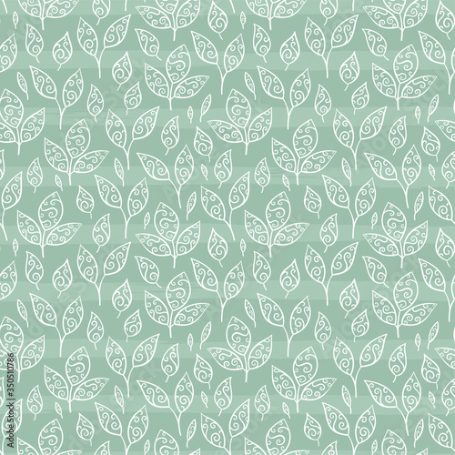 Creative hand drawn leaves seamless pattern, cute background, great for textiles, banners, wallpapers, wrapping - vector design