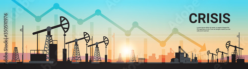 pumpjack petroleum production trade oil industry concept pumps industrial equipment drilling rig sunset background horizontal copy space vector illustration