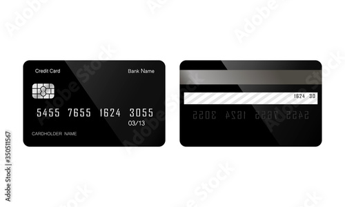 Credit or debit card icon flat on isolated white background. EPS 10 vector. Payment concept.