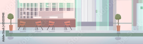 hospital reception with furniture empty nurses station no people clinic hall interior horizontal vector illustration