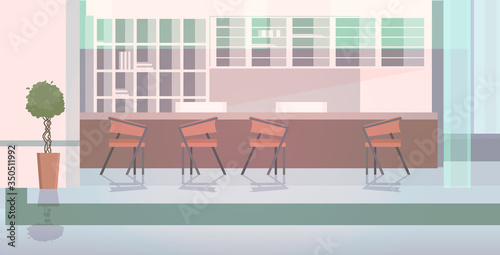 hospital reception with furniture empty nurses station no people clinic hall interior horizontal vector illustration