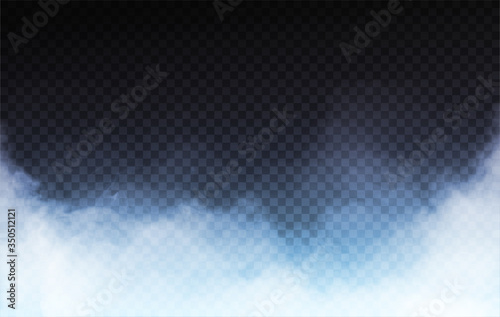 Realistic isolated smoke fog effect With light blue neon backlight Easy to Edit Suitable for motion design different effects and decoration On a black transparent background Vector Illustration EPS 10