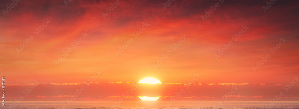 background of amazing red sunset with big sun