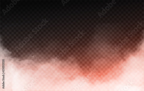 Realistic isolated smoke fog effect With light orange neon backlight Easy to Edit Suitable for motion design different effects and decoration On black transparent background Vector Illustration EPS 10