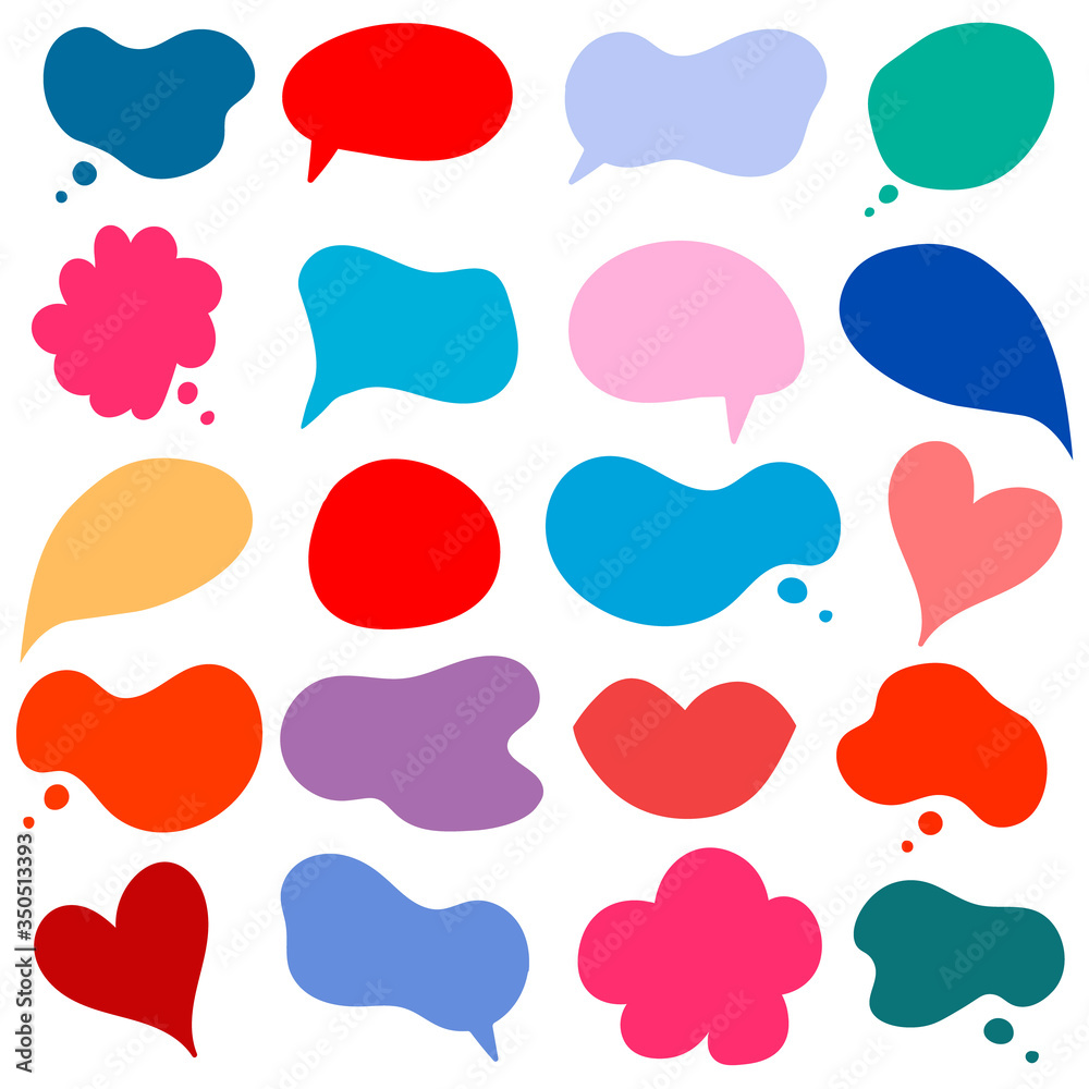 Blank empty colored speech bubbles. Online chat clouds vector isolated on white background. Infographic elements for your design. Stock Vector Illustration Blank empty colored speech bubbles. Online chat clouds vector isolated on white background. Infographic elements for your design. Stock Vector Illustration