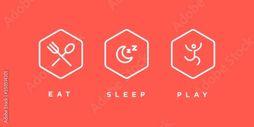 eat sleep play run icon logo Vector illustration in trendy linear line outline style , decoration web icon element vector art in colorful style