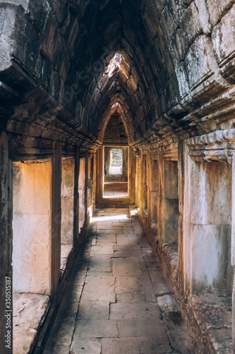 Cambodia. corridors of angkor wat. Ruins  Antiquity. Ancient architecture