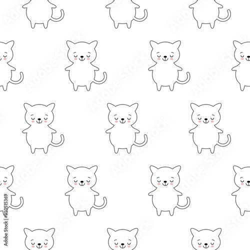 Seamless pattern with cute sleeping Kittens. Cartoon animals background. Ideal for fabric, wallpaper, wrapping paper, textile, bedding, t-shirt print.