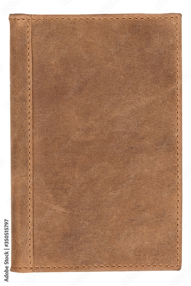 Fototapeta premium Leather wallet with checkered inside isolated on white