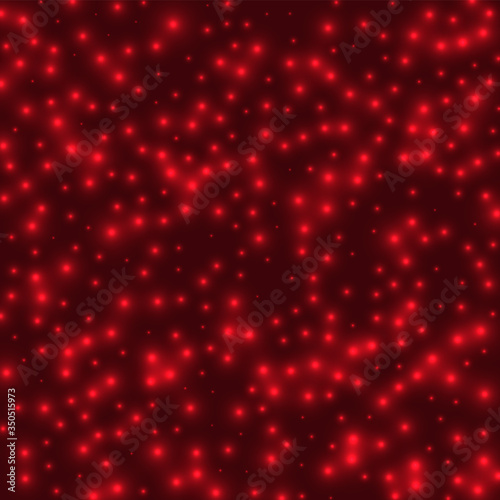 Starry background. Stars densely scattered on dark red background. Appealing glowing space cover. Charming vector illustration.