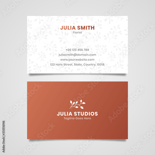 Floral Minimal Clean Elegant Business Card Template Design