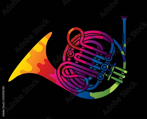 French Horn instrument cartoon music graphic vector