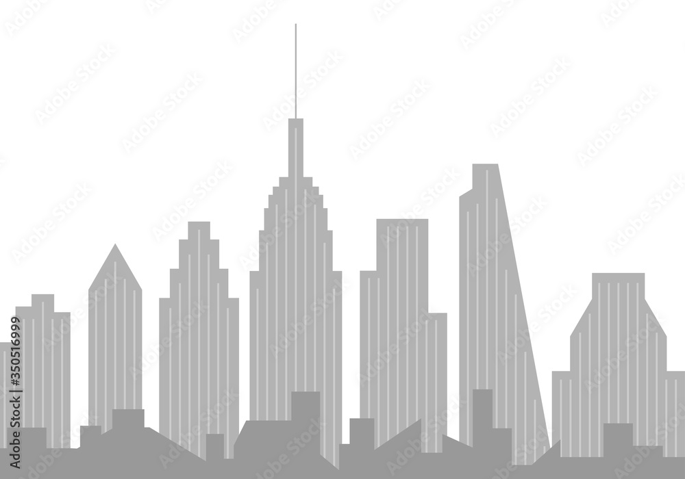 City skyline. Buildings silhouettes. Cityscape background. Urban landscape with skyscrapers. Vector illustration.