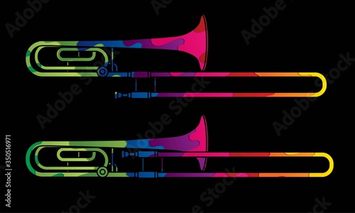 Trombone instrument cartoon music graphic vector