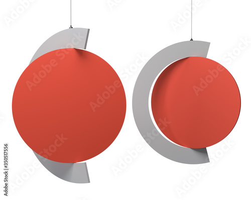 Blank hanging circle banner. Red hanger photo