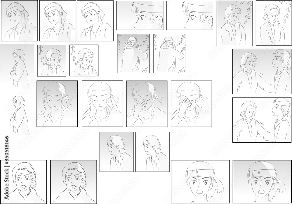 Fototapeta premium man and woman comic face set