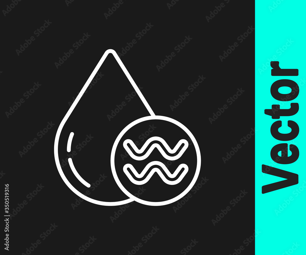 White line Recycle clean aqua icon isolated on black background. Drop of water with sign recycling. Vector White line Recycle clean aqua icon isolated on black background. Drop of water with sign recycling. Vector