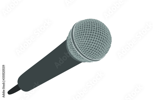 Microphone vector illustration isolated on white background. Mike symbol. Voice object for audio entertainment for public. Radio equipment. Karaoke event.